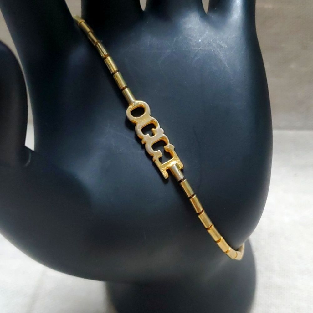 Vintage Les Bernard Gold GG Logo Bracelet